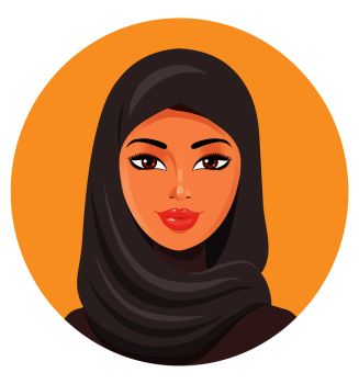 Beautiful face of arabic muslim woman in hijab vector illustration